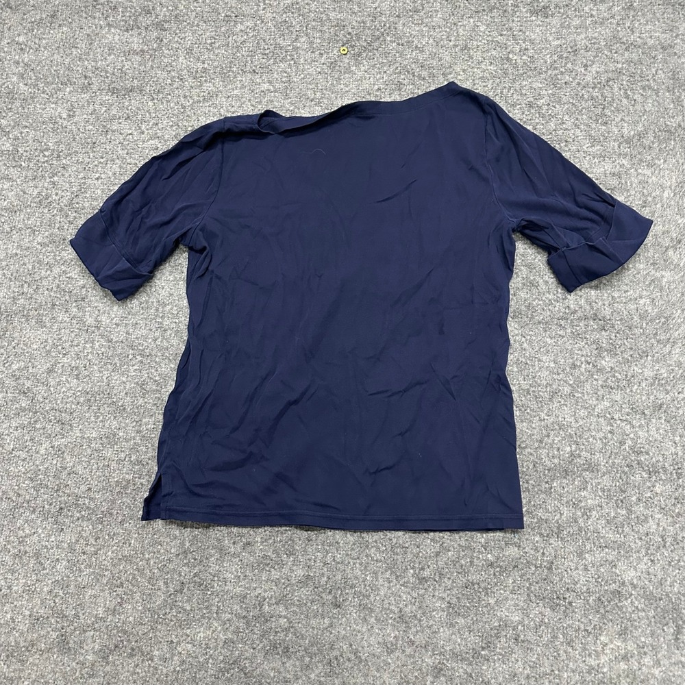 Lauren Ralph Lauren Shirt Womens XL Navy Blue Short Sleeve Stretch Cotton Casual
